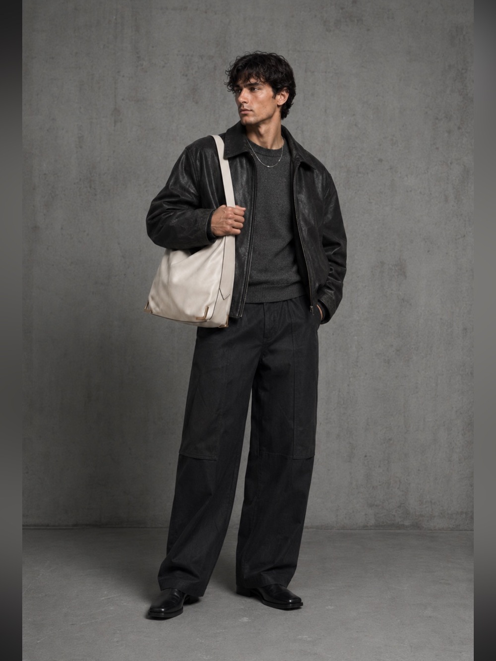 Alexander Wang Ryan Large Oyster Leather Shoulder Bag Hobo Tote Men Unisex